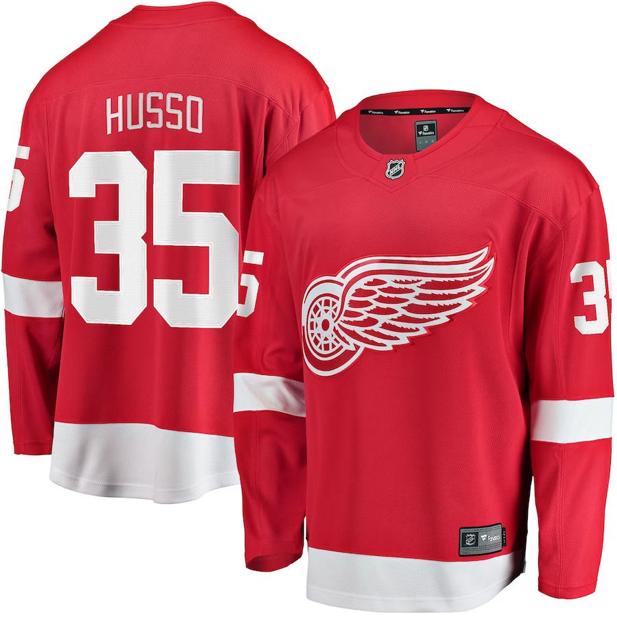 Men Detroit Red Wings 35 Ville Husso Fanatics Branded Red Home Breakaway Player NHL Jersey